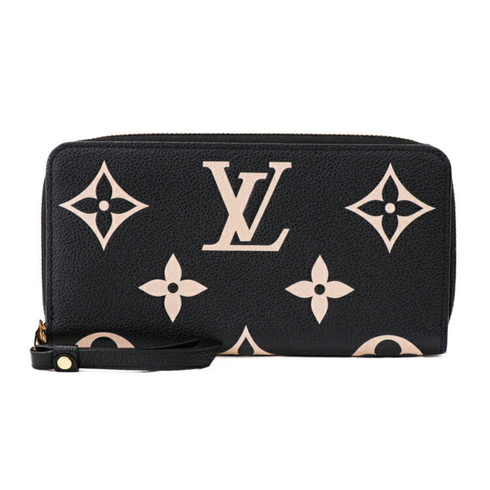 Louis Vuitton Leather Zippy Long Black Zipper Empreinte Wallet Round